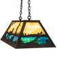 Meyda Lighting Moose at Lake 33" 6-Light Dark Roast Island Pendant Light With Beige & Blue Green Art Shade Glass