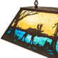 Meyda Lighting Moose at Lake 33" 6-Light Dark Roast Island Pendant Light With Beige & Blue Green Art Shade Glass