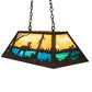 Meyda Lighting Moose at Lake 33" 6-Light Dark Roast Island Pendant Light With Beige & Blue Green Art Shade Glass