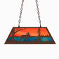Meyda Lighting Moose at Lake 33" 6-Light Mahogany Bronze Island Pendant Light With Orange & Blue Green Art Shade Glass