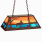 Meyda Lighting Moose at Lake 33" 6-Light Mahogany Bronze Island Pendant Light With Orange & Blue Green Art Shade Glass