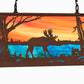 Meyda Lighting Moose at Lake 33" 6-Light Mahogany Bronze Island Pendant Light With Orange & Blue Green Art Shade Glass