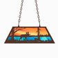 Meyda Lighting Moose at Lake 33" 6-Light Mahogany Bronze Island Pendant Light With Orange & Blue Green Art Shade Glass