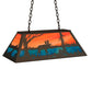 Meyda Lighting Moose at Lake 33" 6-Light Oil Rubbed Bronze Island Pendant Light With Orange & Blue Shade Glass