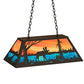 Meyda Lighting Moose at Lake 33" 6-Light Oil Rubbed Bronze Island Pendant Light With Orange & Blue Shade Glass