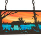Meyda Lighting Moose at Lake 33" 6-Light Oil Rubbed Bronze Island Pendant Light With Orange & Blue Shade Glass