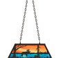 Meyda Lighting Moose at Lake 33" 6-Light Oil Rubbed Bronze Island Pendant Light With Orange & Blue Shade Glass