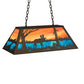 Meyda Lighting Moose at Lake 33" 6-Light Oil Rubbed Bronze Island Pendant Light With Orange & Blue Shade Glass