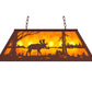 Meyda Lighting Moose at Lake 33" 6-Light Rust Island Pendant Light With Amber Mica Shade Glass