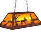 Meyda Lighting Moose at Lake 33" 6-Light Rust Island Pendant Light With Amber Mica Shade Glass