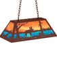 Meyda Lighting Moose at Lake 33" 6-Light Rust Island Pendant Light With Orange & Blue Shade Glass