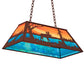 Meyda Lighting Moose at Lake 33" 6-Light Rust Island Pendant Light With Orange & Blue Shade Glass