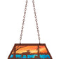 Meyda Lighting Moose at Lake 33" 6-Light Rust Island Pendant Light With Orange & Blue Shade Glass