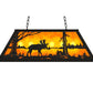 Meyda Lighting Moose at Lake 33" 6-Light Textured Black Island Pendant Light With Amber Mica Shade Glass