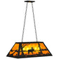 Meyda Lighting Moose at Lake 33" 6-Light Textured Black Island Pendant Light With Amber Mica Shade Glass