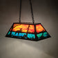 Meyda Lighting Moose at Lake 33" 6-Light Textured Black Island Pendant Light With Orange & Blue Green Art Shade Glass