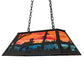 Meyda Lighting Moose at Lake 33" 6-Light Textured Black Island Pendant Light With Orange & Blue Green Art Shade Glass