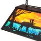 Meyda Lighting Moose at Lake 33" 6-Light Textured Black Island Pendant Light With Orange & Blue Green Art Shade Glass