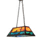 Meyda Lighting Moose at Lake 33" 6-Light Textured Black Island Pendant Light With Orange & Blue Green Art Shade Glass
