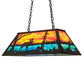 Meyda Lighting Moose at Lake 33" 6-Light Textured Black Island Pendant Light With Orange & Blue Green Art Shade Glass