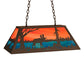 Meyda Lighting Moose at Lake 33" 6-Light Timeless Bronze Island Pendant Light With Orange & Blue Shade Glass