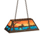 Meyda Lighting Moose at Lake 33" 6-Light Timeless Bronze Island Pendant Light With Orange & Blue Shade Glass