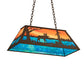 Meyda Lighting Moose at Lake 33" 6-Light Timeless Bronze Island Pendant Light With Orange & Blue Shade Glass