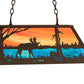 Meyda Lighting Moose at Lake 33" 6-Light Timeless Bronze Island Pendant Light With Orange & Blue Shade Glass