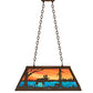 Meyda Lighting Moose at Lake 33" 6-Light Timeless Bronze Island Pendant Light With Orange & Blue Shade Glass