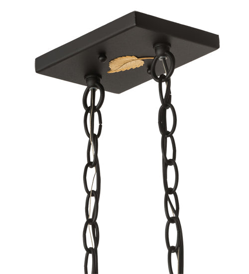 Meyda Lighting Moose at Lake 33" Textured Black Island Pendant Light With Amber Mica Shade Glass