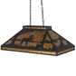 Meyda Lighting Moose at Lake 33" Textured Black Island Pendant Light With Amber Mica Shade Glass