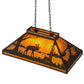 Meyda Lighting Moose at Lake 33" Textured Black Island Pendant Light With Amber Mica Shade Glass