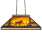 Meyda Lighting Moose at Lake 33" Textured Black Island Pendant Light With Amber Mica Shade Glass