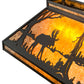 Meyda Lighting Moose at Lake 33" Textured Black Island Pendant Light With Amber Mica Shade Glass