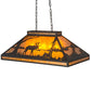 Meyda Lighting Moose at Lake 33" Textured Black Island Pendant Light With Amber Mica Shade Glass