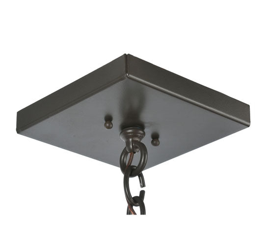 Meyda Lighting Moose at Lake 34" 3-Light Timeless Bronze Pendant Light With Multi-Colored Shade Glass