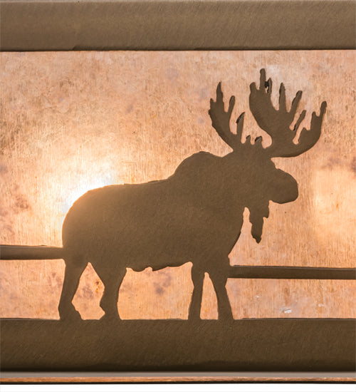 Meyda Lighting Moose at Lake 36" 6-Light Antique Copper Vanity Light With Silver Mica Shade Glass