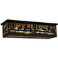 Meyda Lighting Moose at Lake 44" 8-Light Textured Black Flush Mount Light With Silver Mica Shade Glass