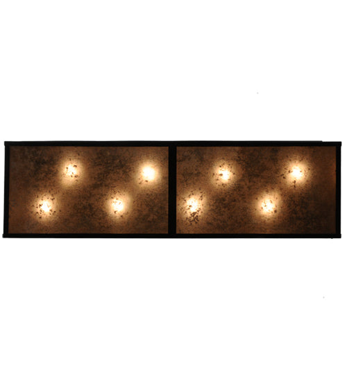 Meyda Lighting Moose at Lake 44" 8-Light Textured Black Flush Mount Light With Silver Mica Shade Glass