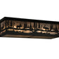 Meyda Lighting Moose at Lake 44" 8-Light Textured Black Flush Mount Light With Silver Mica Shade Glass