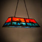Meyda Lighting Moose at Lake 48" 6-Light Antique Copper Island Pendant Light With Orange & Blue Green Art Shade Glass