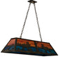 Meyda Lighting Moose at Lake 48" 6-Light Antique Copper Island Pendant Light With Orange & Blue Green Art Shade Glass