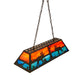 Meyda Lighting Moose at Lake 48" 6-Light Antique Copper Island Pendant Light With Orange & Blue Green Art Shade Glass