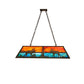 Meyda Lighting Moose at Lake 48" 6-Light Antique Copper Island Pendant Light With Orange & Blue Green Art Shade Glass