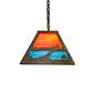Meyda Lighting Moose at Lake 48" 6-Light Antique Copper Island Pendant Light With Orange & Blue Green Art Shade Glass