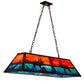 Meyda Lighting Moose at Lake 48" 6-Light Antique Copper Island Pendant Light With Orange & Blue Green Art Shade Glass