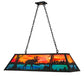 Meyda Lighting Moose at Lake 48" 6-Light Textured Black Island Pendant Light With Orange & Blue Green Art Shade Glass