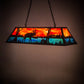 Meyda Lighting Moose at Lake 48" 6-Light Textured Black Island Pendant Light With Orange & Blue Green Art Shade Glass