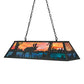 Meyda Lighting Moose at Lake 48" 6-Light Textured Black Island Pendant Light With Orange & Blue Green Art Shade Glass