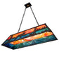 Meyda Lighting Moose at Lake 48" 6-Light Textured Black Island Pendant Light With Orange & Blue Green Art Shade Glass